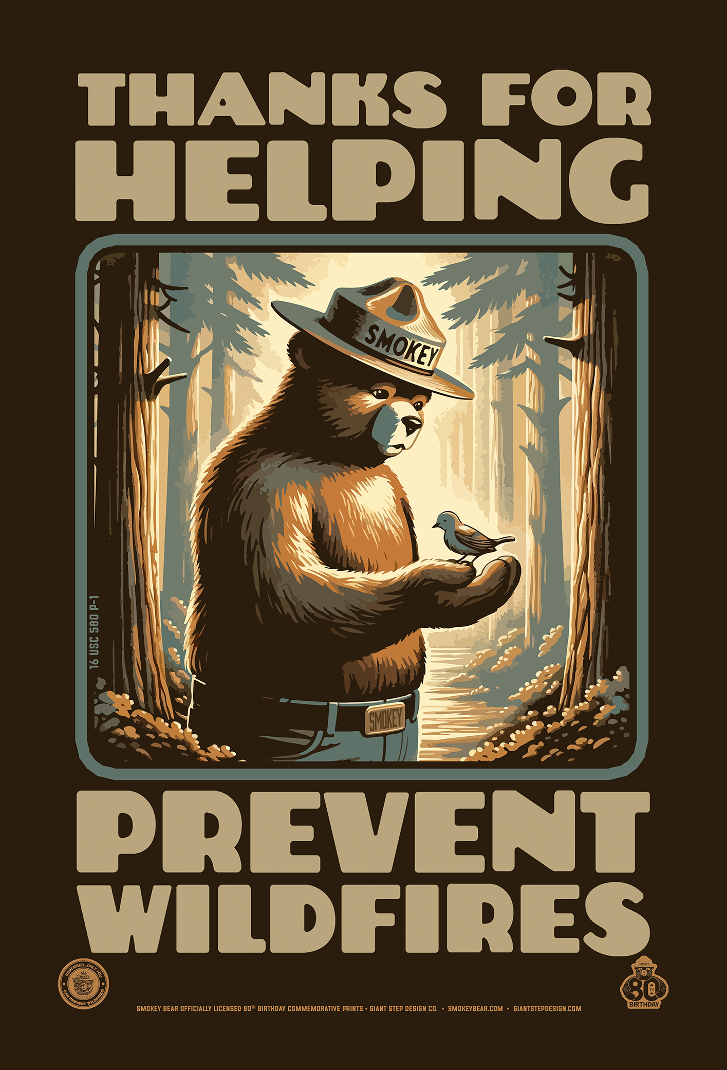 Officially Licensed Smokey Bear 16-Pack Collectible Smokey Postcard Collection - 4" x 6" (Set of 16)