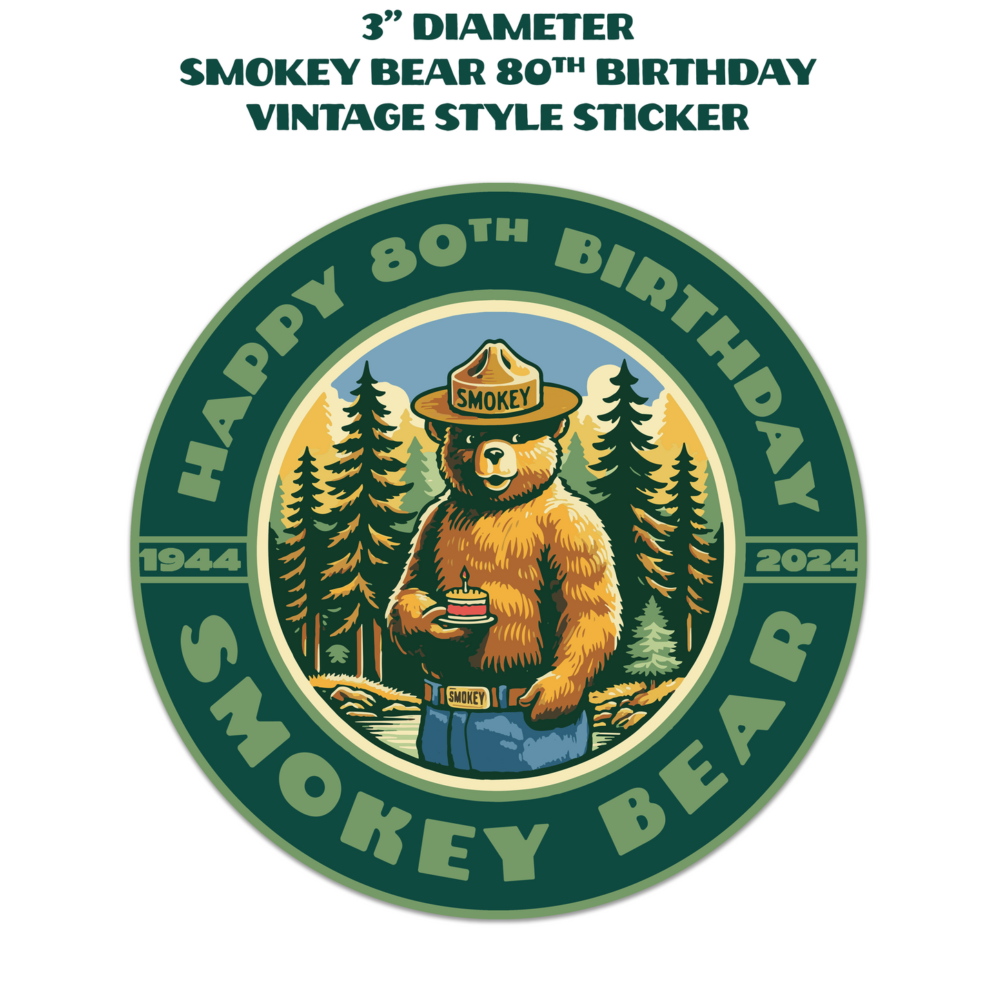 OFFICIALLY LICENSED Smokey Bear Vintage Indoor/Outdoor Classic Sticker Pack (Set #1)