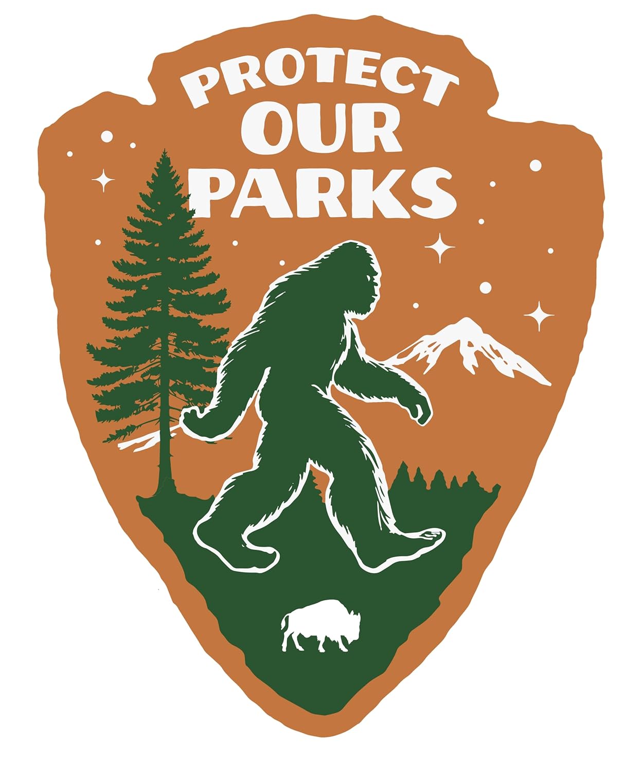 Protect Our Parks Woven Bigfoot Sasquatch Patch - Iron-On Patch 3.5" x 2"