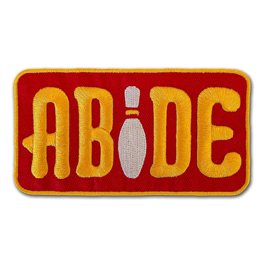 ABIDE Embroidered Bowling Pin Maroon and Golden Yellow Iron-On Patch 4" x 2" - Great for Trucker Hats NEW