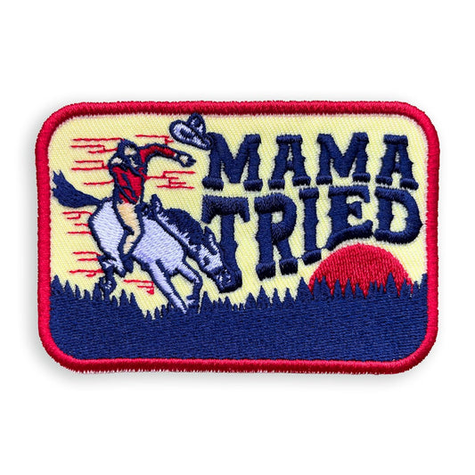 Mama Tried! Vintage Cowboy Iron-On Embroidered Patch For Hats and Accessories