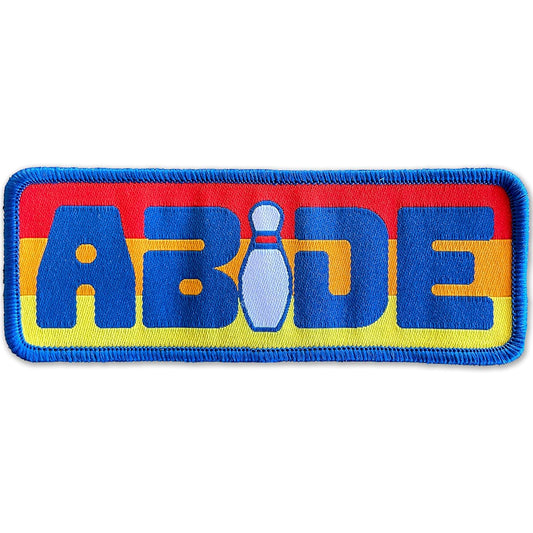ABIDE Retro 80's Vibe Bowling Pin Woven Patch - Iron-On Patch 4" x 1.5" - Great for Trucker Hats