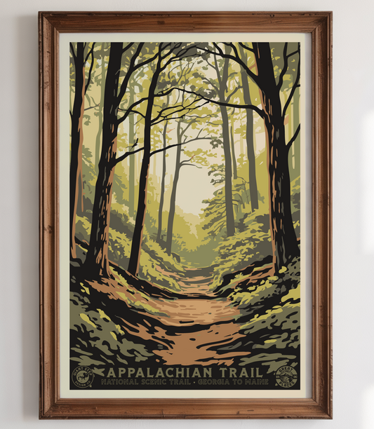 Appalachian Trail National Park-Style Art Print | Vintage WPA Style Retro Georgia to Maine Travel Poster 12"x18"