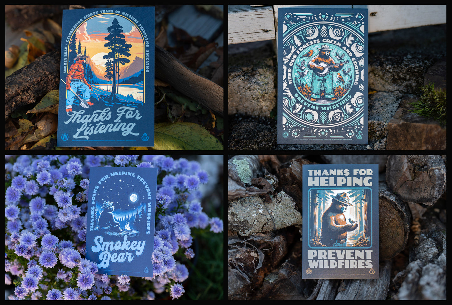 Officially Licensed Smokey Bear 16-Pack Collectible Smokey Postcard Collection - 4" x 6" (Set of 16)
