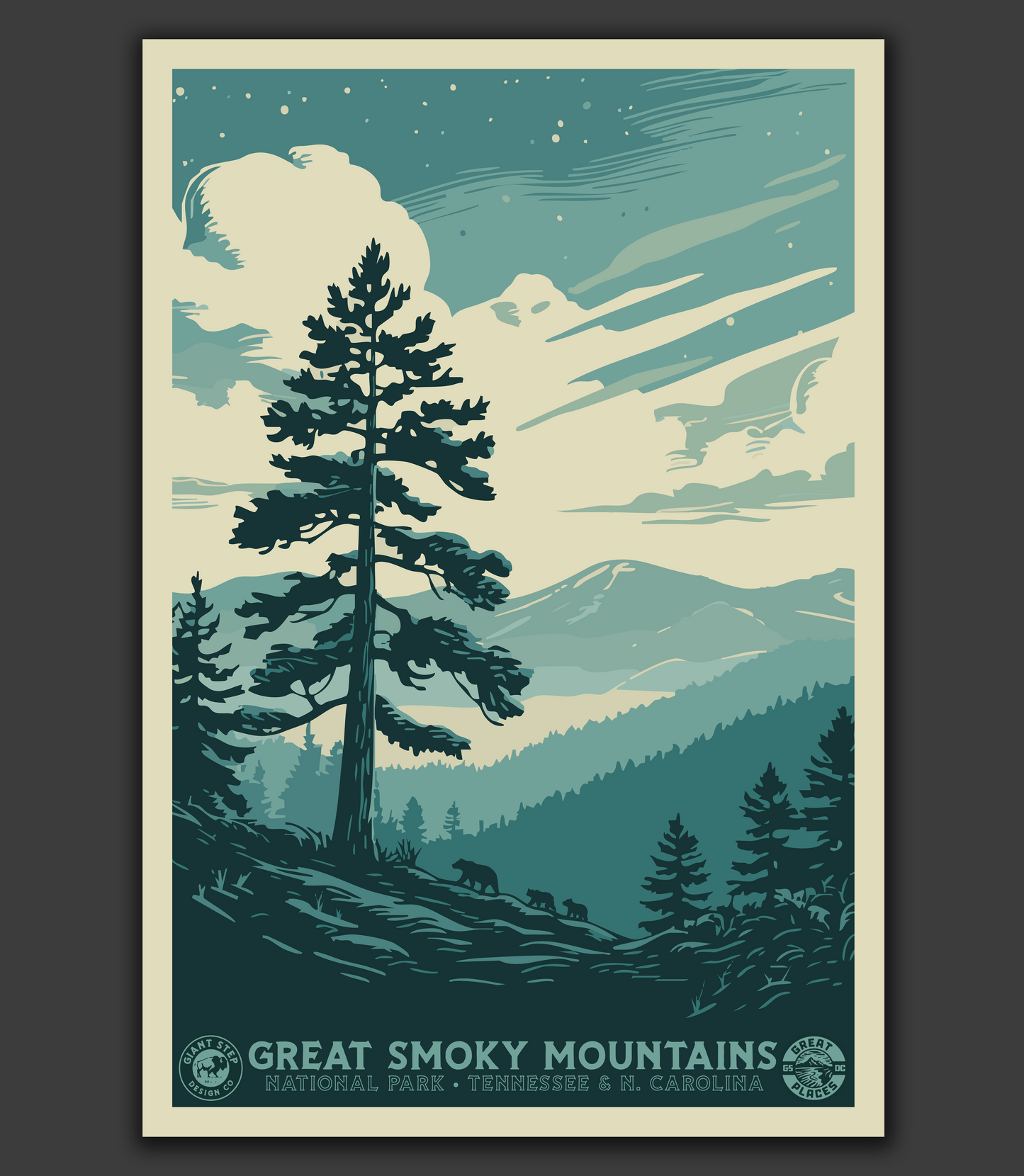 Great Smoky Mountains National Park | Vintage WPA Poster Style Retro Print Smokies Travel Poster 12"x18"