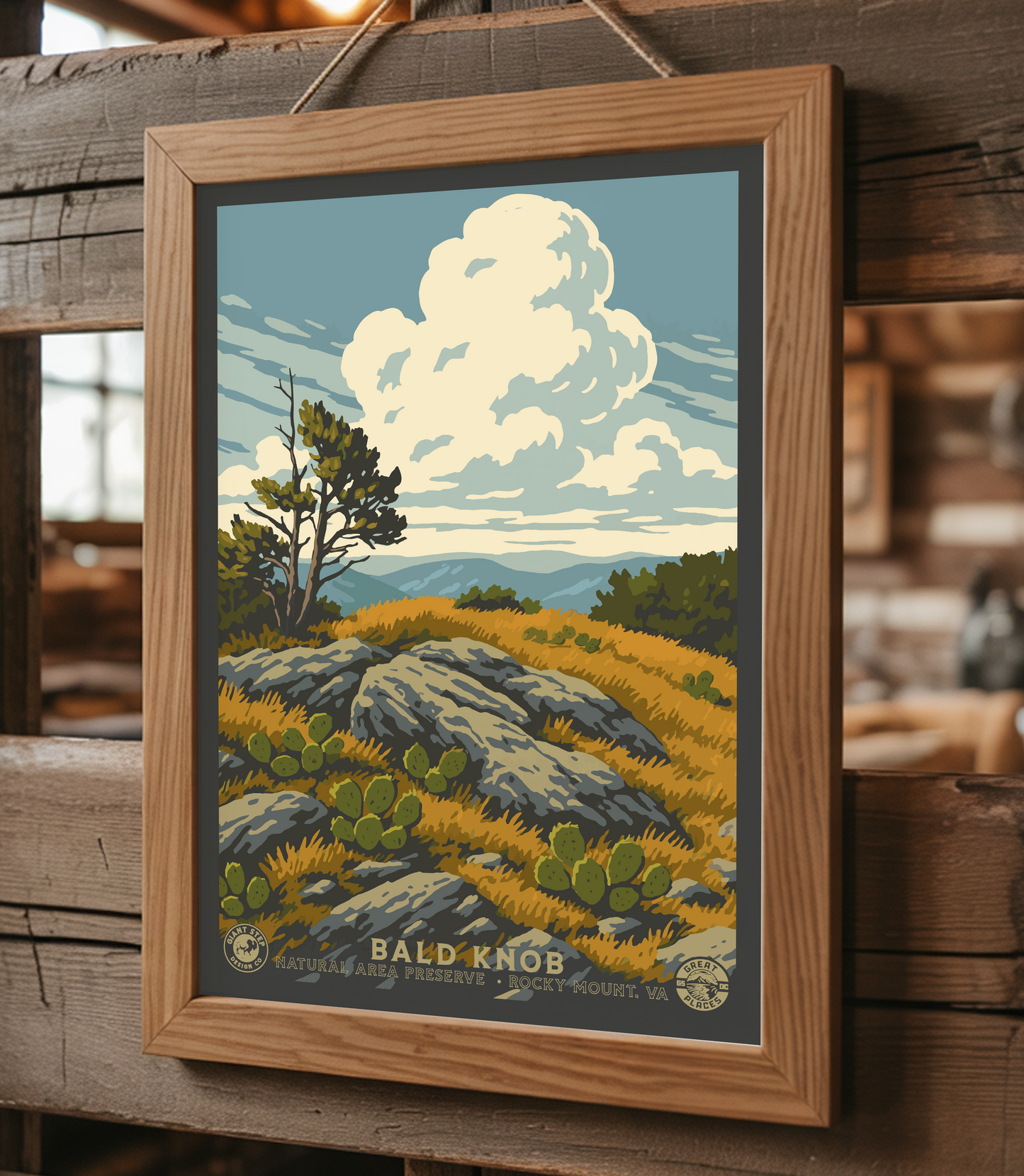 Bald Knob Rocky Mount Virginia - National Park Style Art Print | Vintage WPA Style Retro Travel Poster 12"x18"