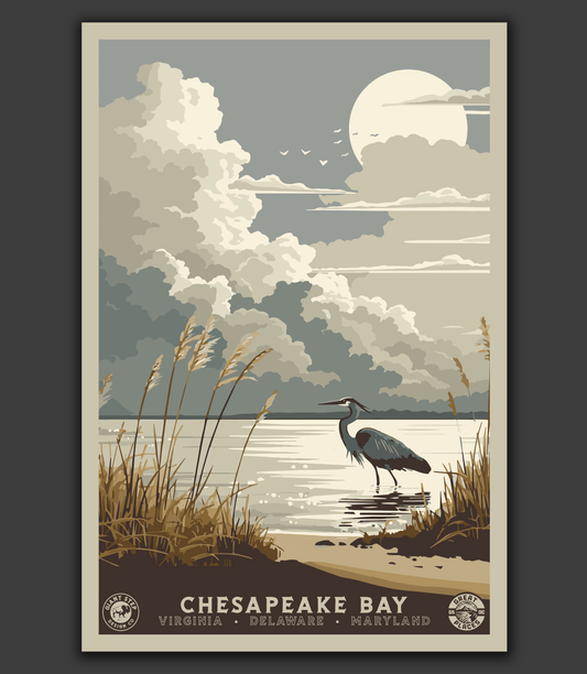 Chesapeake Bay National Park Style Art Print | Vintage WPA Style Retro Virginia Maryland Delaware Travel Poster 12"x18"