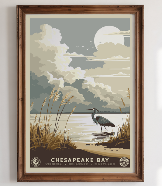 Chesapeake Bay National Park Style Art Print | Vintage WPA Style Retro Virginia Maryland Delaware Travel Poster 12"x18"
