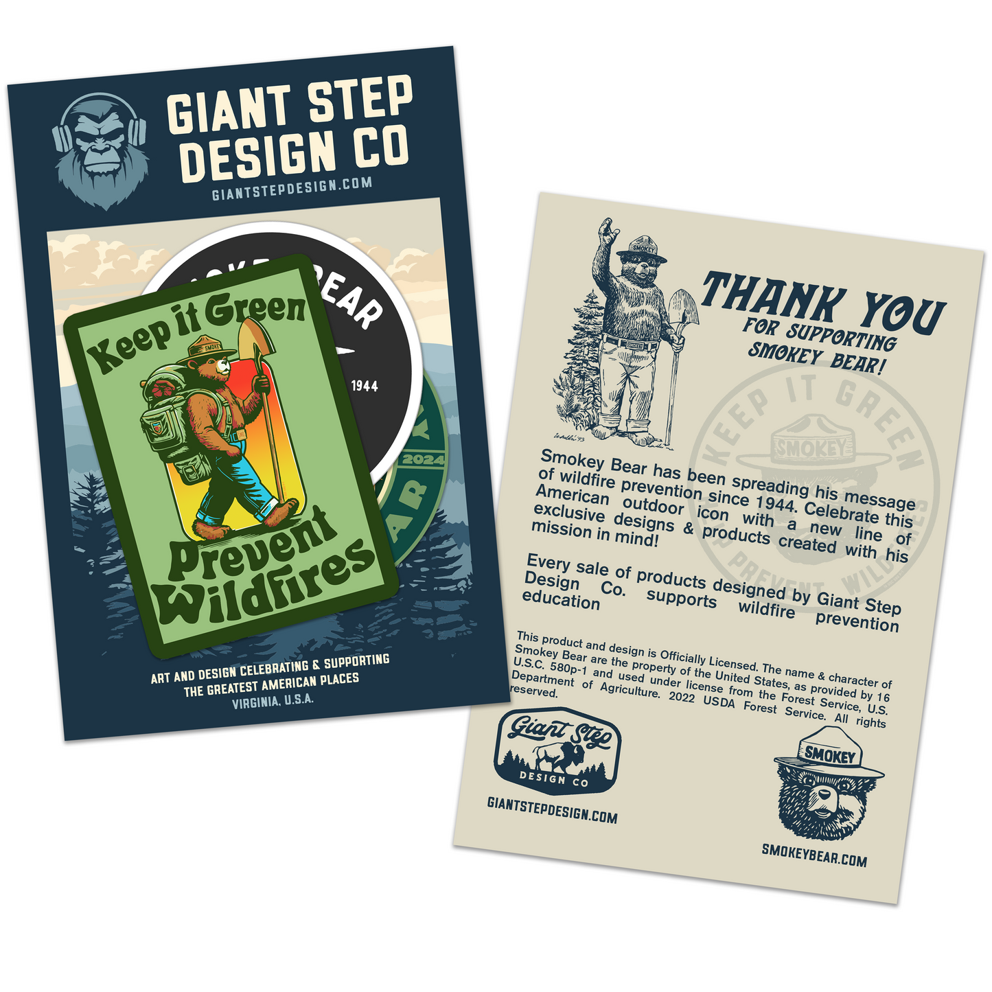 OFFICIALLY LICENSED Smokey Bear Vintage Indoor/Outdoor Classic Sticker Pack (Set #1)
