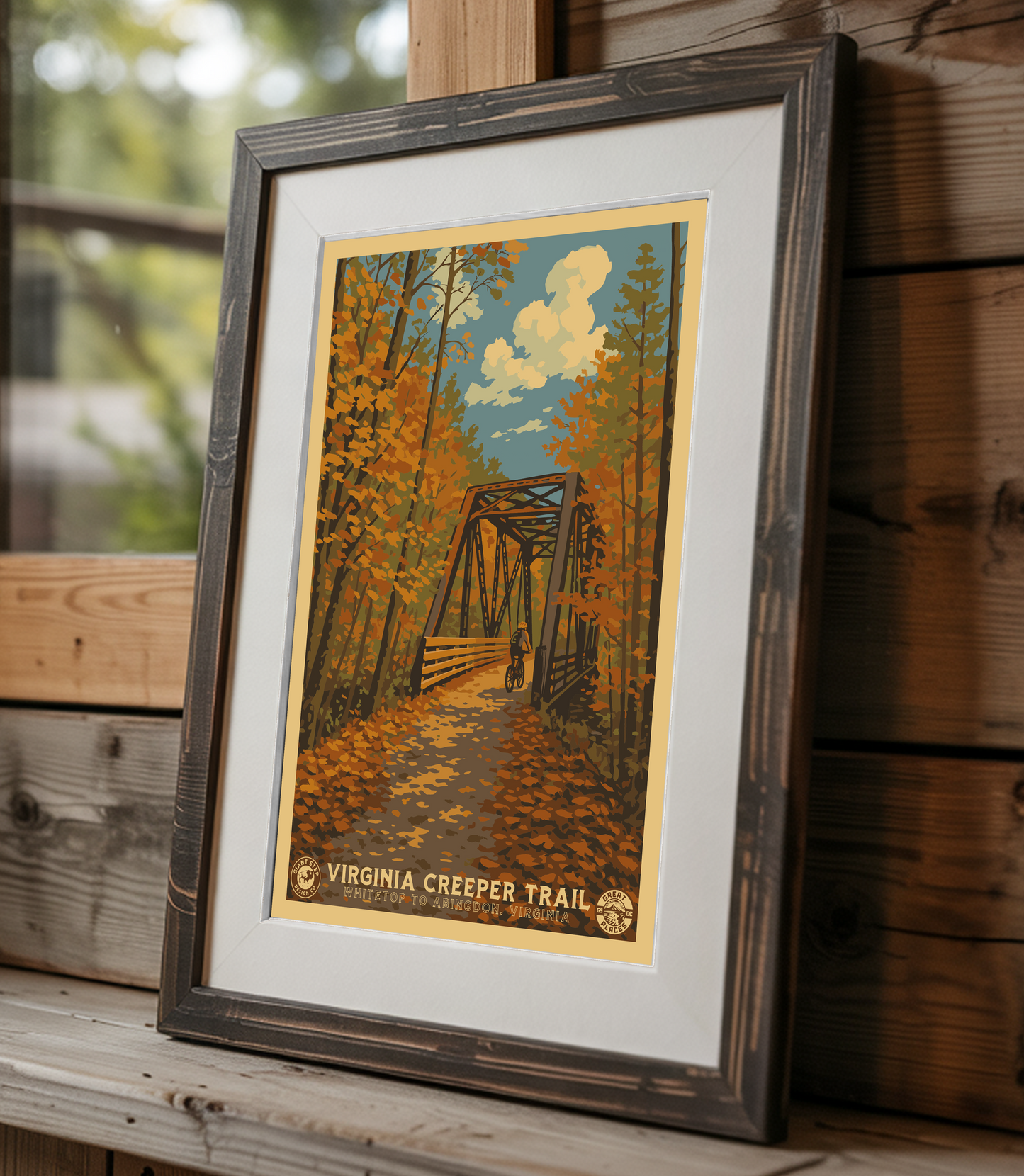 Virginia Creeper Trail - National Park Style Art Print | Vintage WPA Style Retro SWVA Travel Poster 12"x18"