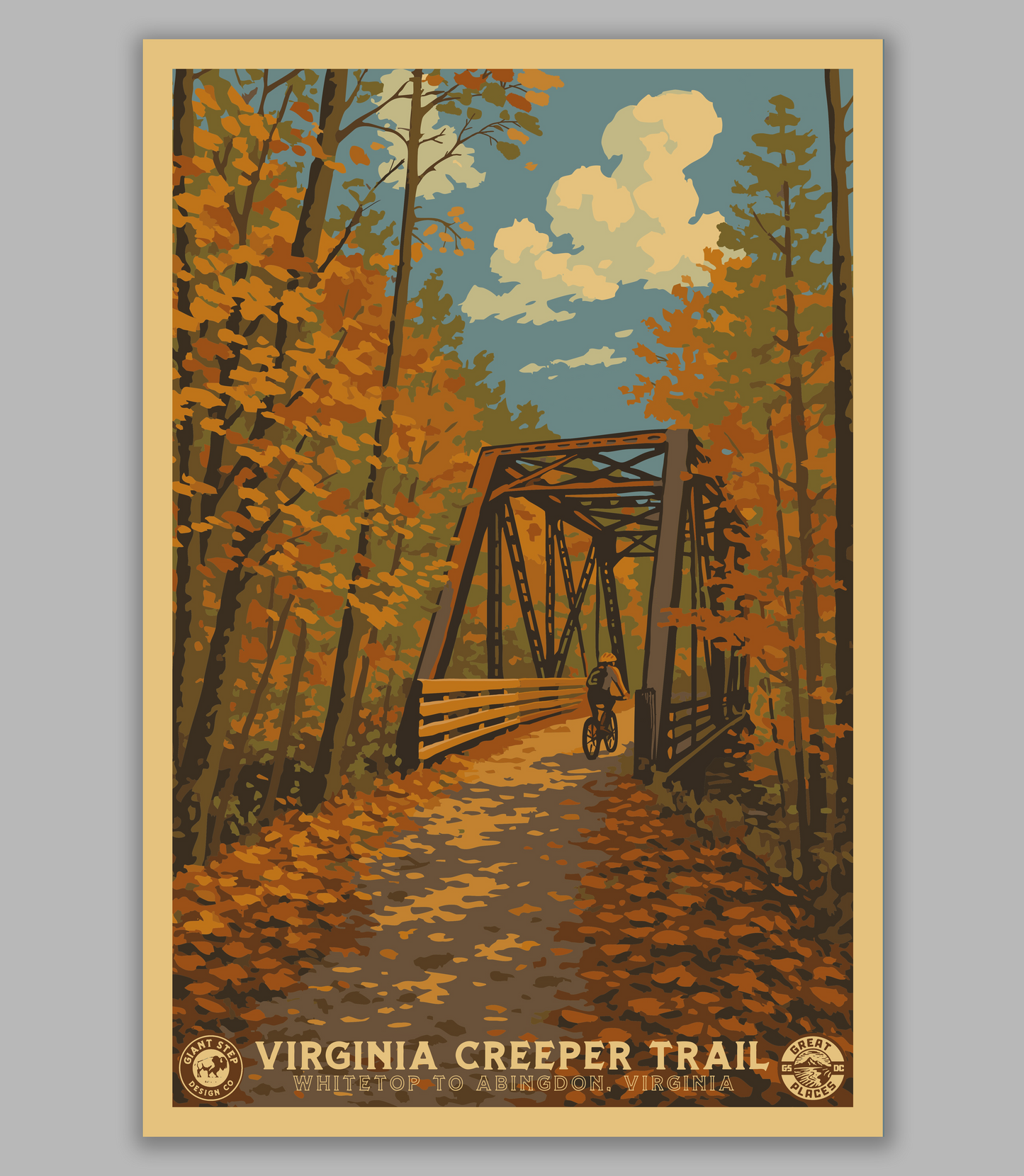 Virginia Creeper Trail - National Park Style Art Print | Vintage WPA Style Retro SWVA Travel Poster 12"x18"
