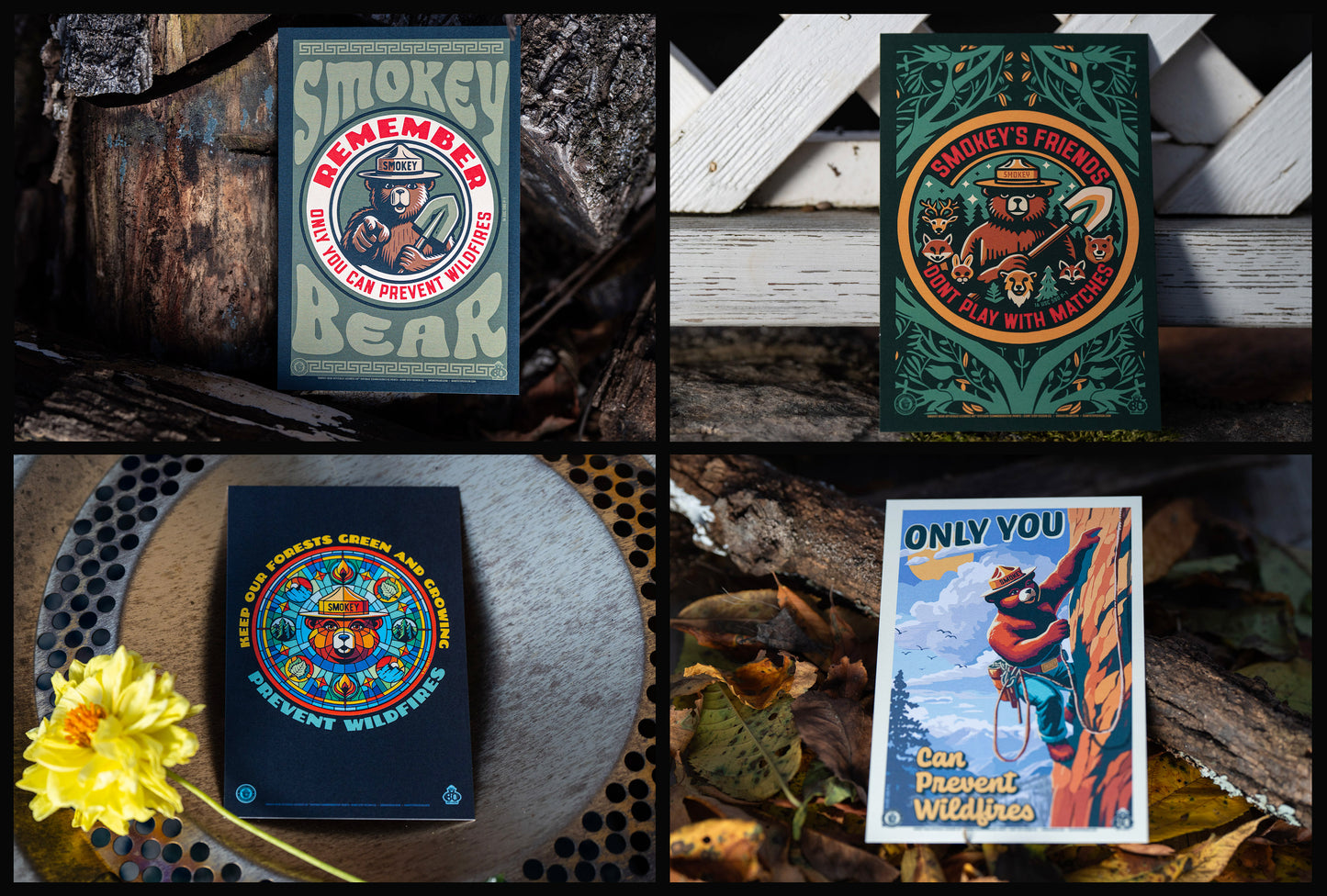 Officially Licensed Smokey Bear 16-Pack Collectible Smokey Postcard Collection - 4" x 6" (Set of 16)