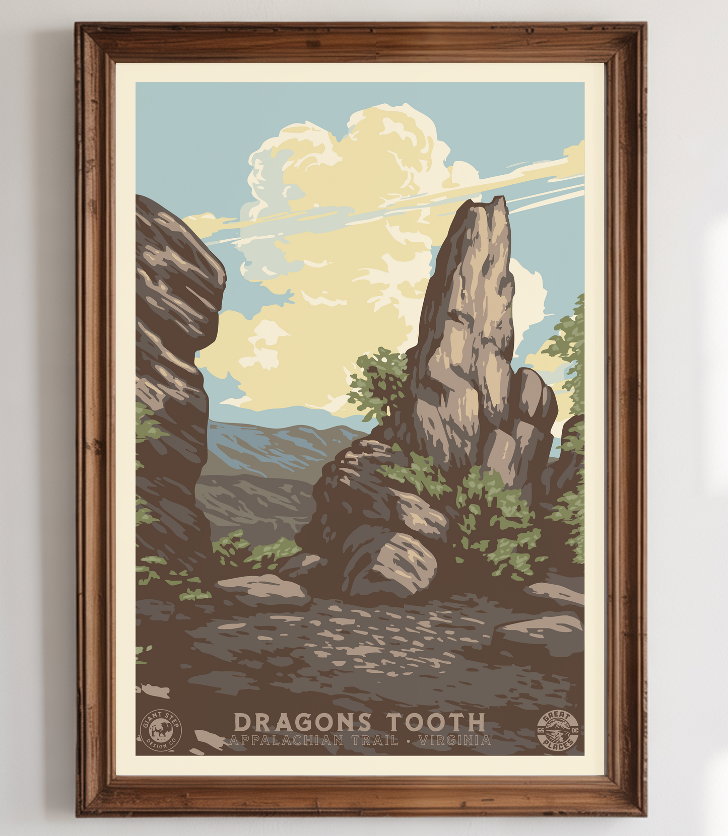 Dragon's Tooth Appalachian Trail Hike - National Park Style Art Print | Vintage WPA Style Retro Catawba Virginia Travel Poster 12"x18"