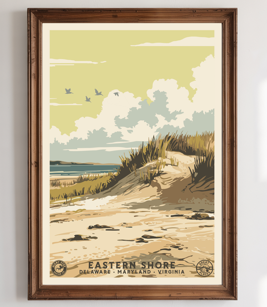 Eastern Shore Chesapeake Bay - National Park Style Art Print | Vintage WPA Style Retro Delaware Maryland Virginia Delmarva Travel Poster 12"x18"