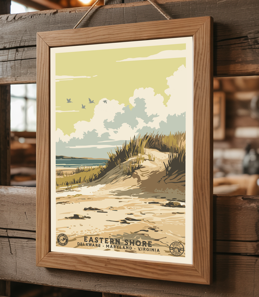 Eastern Shore Chesapeake Bay - National Park Style Art Print | Vintage WPA Style Retro Delaware Maryland Virginia Delmarva Travel Poster 12"x18"