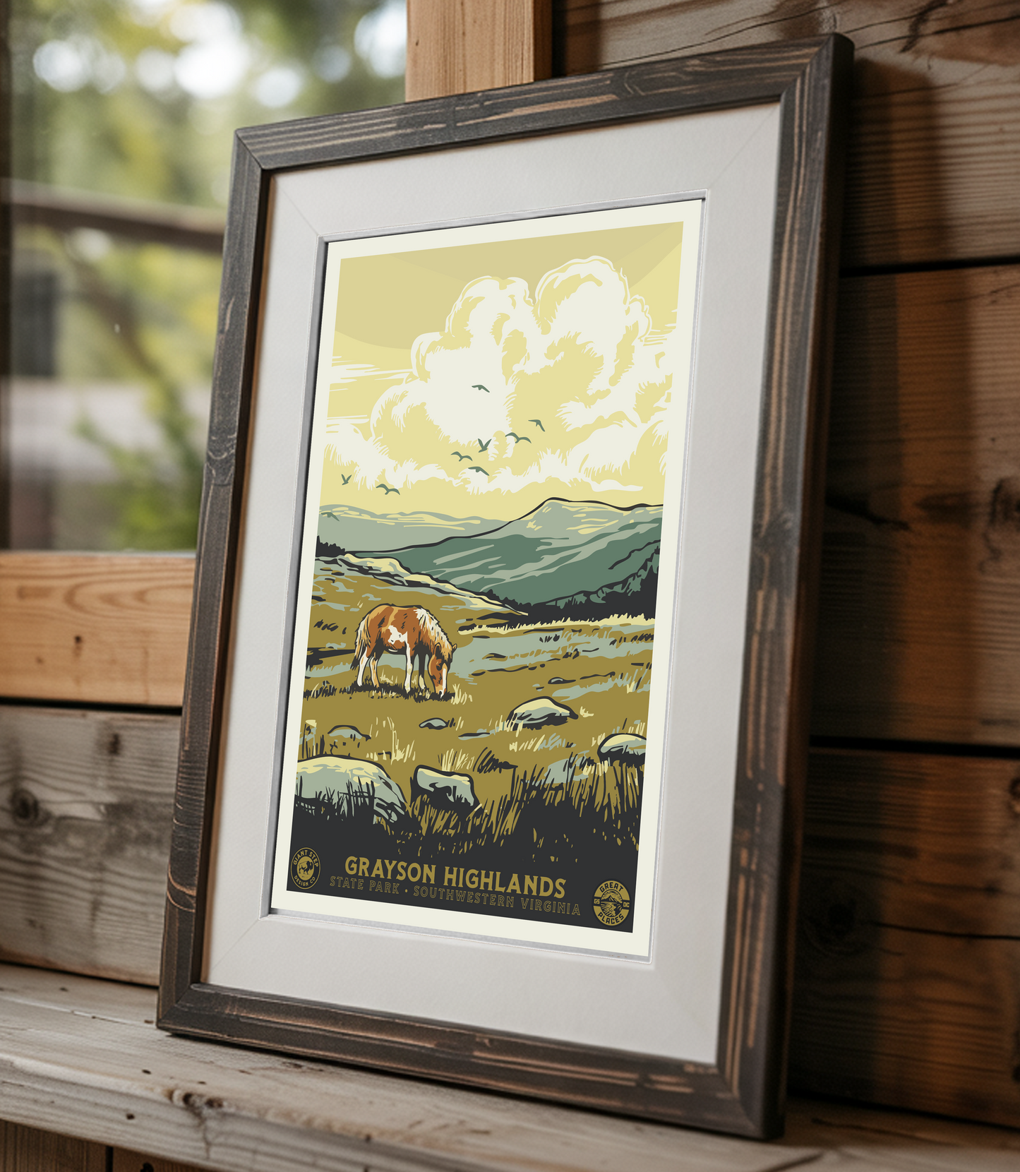 Grayson Highlands State Park Ponies - National Park Style Art Print | Vintage WPA Style Retro Virginia Mount Rogers Travel Poster 12"x18"