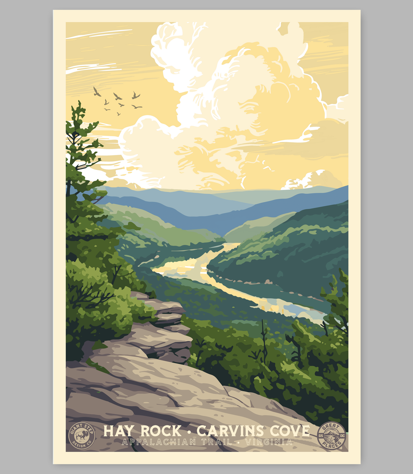 Hay Rock Carvins Cove - Appalachian Trail | Vintage WPA Style Retro Virginia Travel Poster 12"x18"