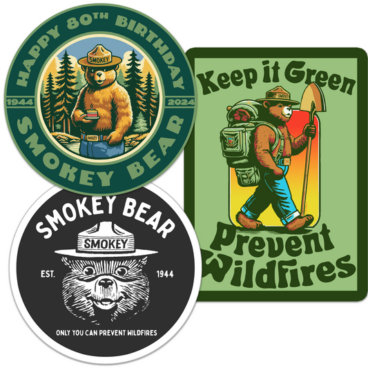 OFFICIALLY LICENSED Smokey Bear Vintage Indoor/Outdoor Classic Sticker Pack (Set #1)