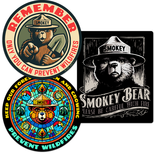 OFFICIALLY LICENSED Smokey Bear MEGA-PACK Vintage Classic Indoor/Outdoor Stickers - All 9 Premium Stickers