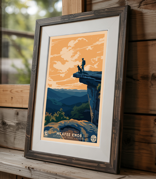 McAfee Knob - Appalachian Trail | Vintage WPA Style Retro Virginia Travel Poster 12"x18"