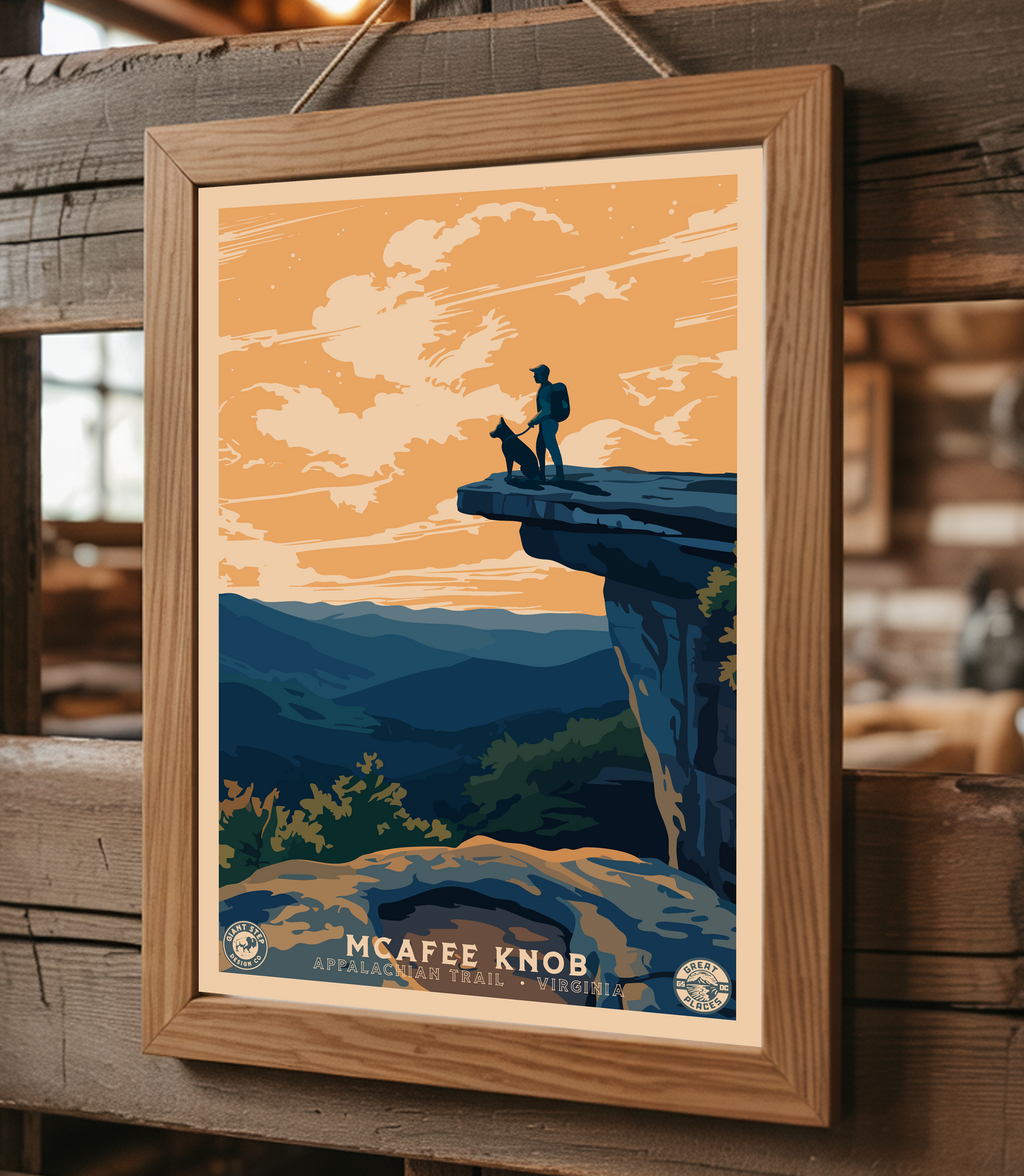 McAfee Knob - Appalachian Trail | Vintage WPA Style Retro Virginia Travel Poster 12"x18"