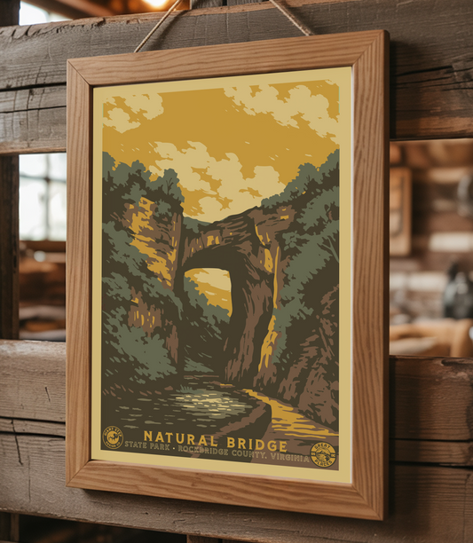 Natural Bridge State Park - National Park Style Art Print | Vintage WPA Style Retro Virginia Travel Poster 12"x18"