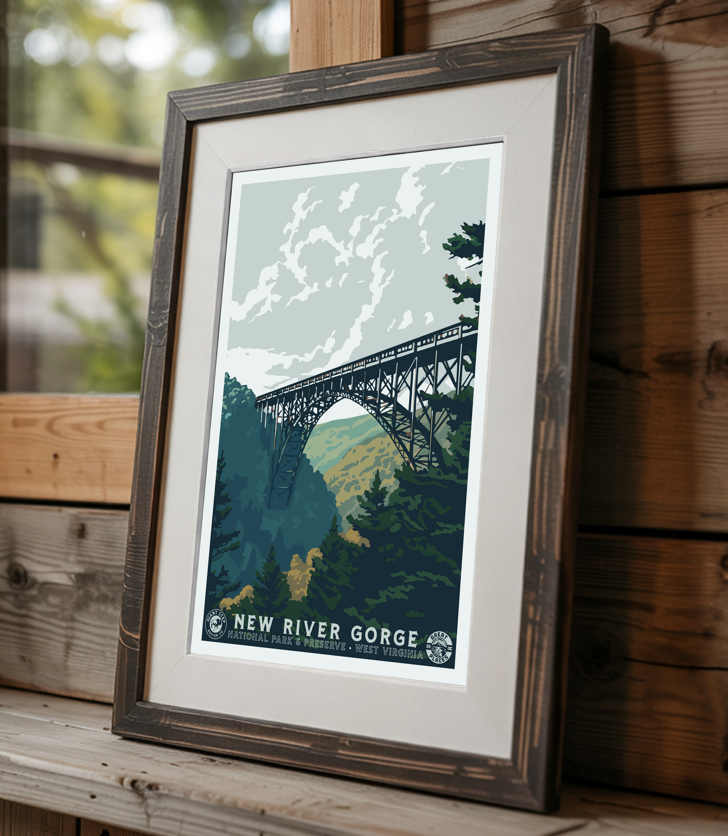 New River Gorge National Park and Preserve | Vintage WPA Style Retro West Virginia Travel Poster 12"x18"