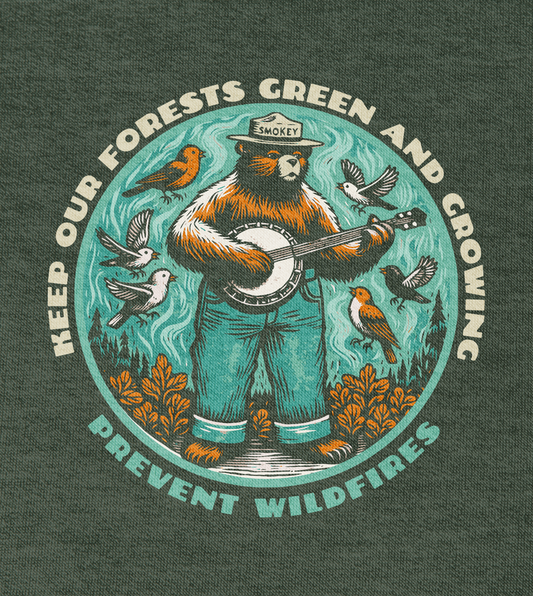 Smokey Bear Banjo Picker Retro Officially Licensed Unisex t-shirt