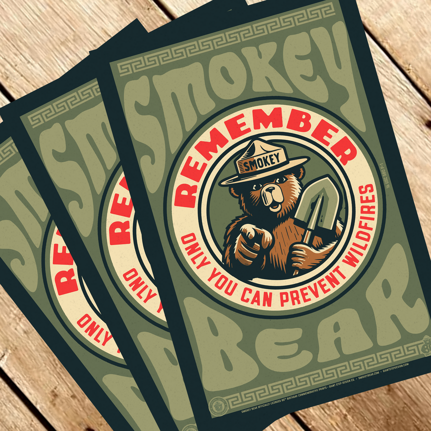 Remember! Only You Can Prevent Wildfires Pointing Smokey Seal Commemorative Poster | 12" x 18" Vintage WPA Style Art Print