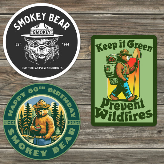 OFFICIALLY LICENSED Smokey Bear Vintage Indoor/Outdoor Classic Sticker Pack (Set #1)