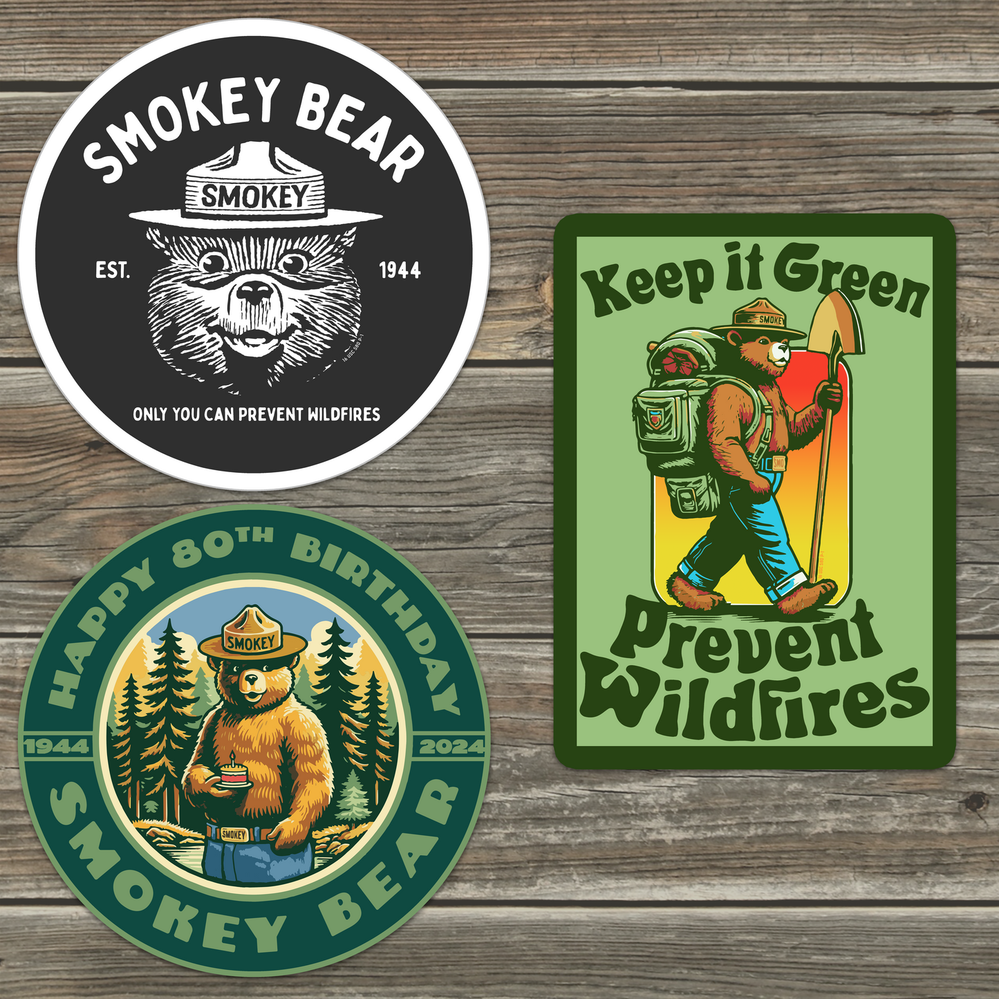 OFFICIALLY LICENSED Smokey Bear Vintage Indoor/Outdoor Classic Sticker Pack (Set #1)