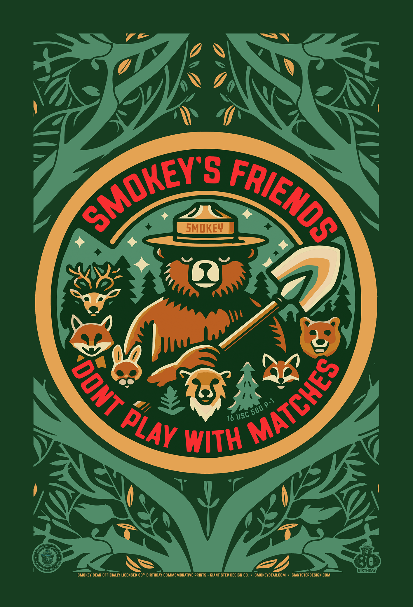 Officially Licensed Smokey Bear 16-Pack Collectible Smokey Postcard Collection - 4" x 6" (Set of 16)
