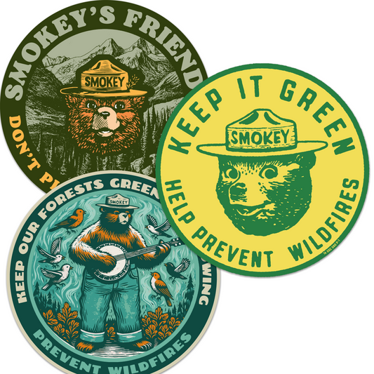 OFFICIALLY LICENSED Smokey Bear Vintage Indoor/Outdoor Classic Sticker Pack (Set #2)