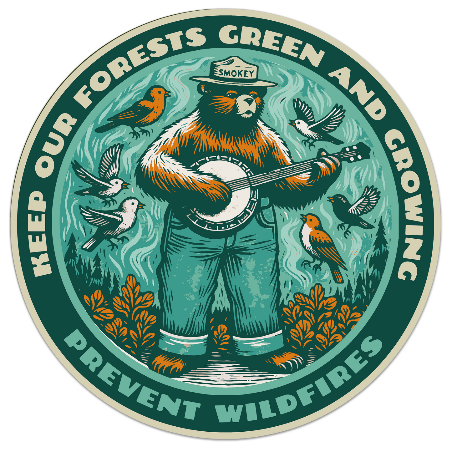 OFFICIALLY LICENSED Smokey Bear Vintage Indoor/Outdoor Classic Sticker Pack (Set #2)