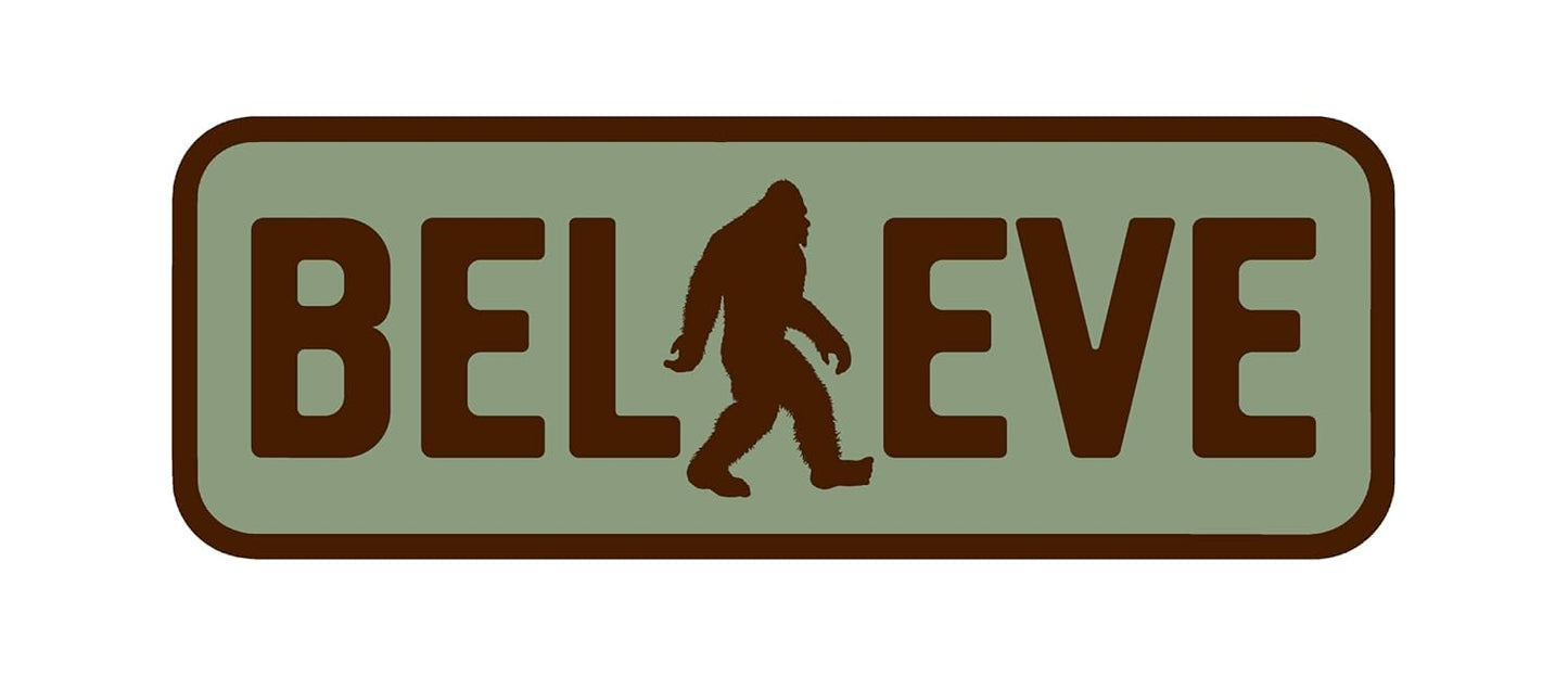 BELIEVE Retro Walking Sasquatch Embroidered Bigfoot Patch - Iron-On Patch 4" x 1.5" - Great for Trucker Hats