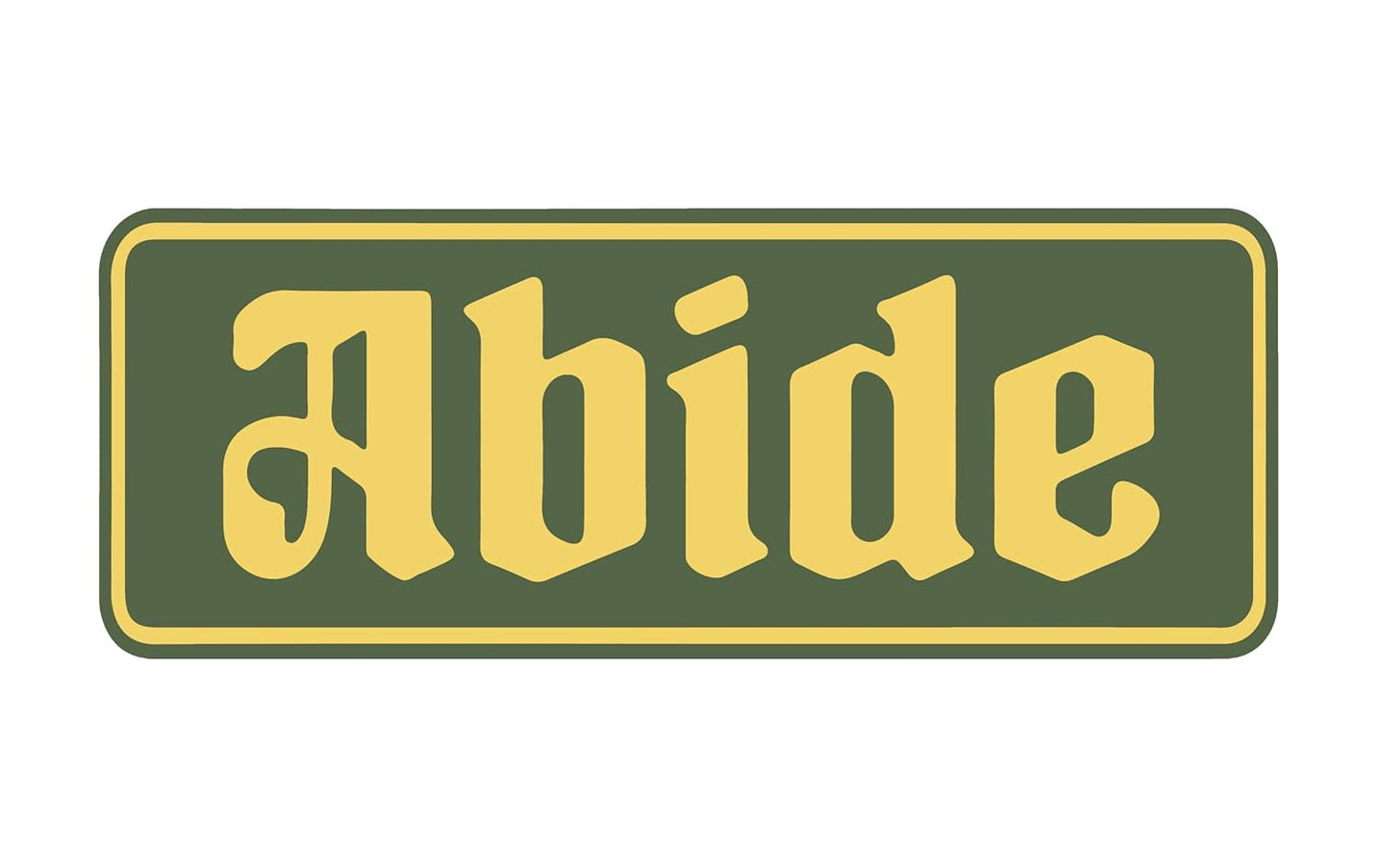 ABIDE Embroidered Patch - Iron-On Patch 4" x 1.5" - Green & Gold Gothic Font Great for Trucker Hats