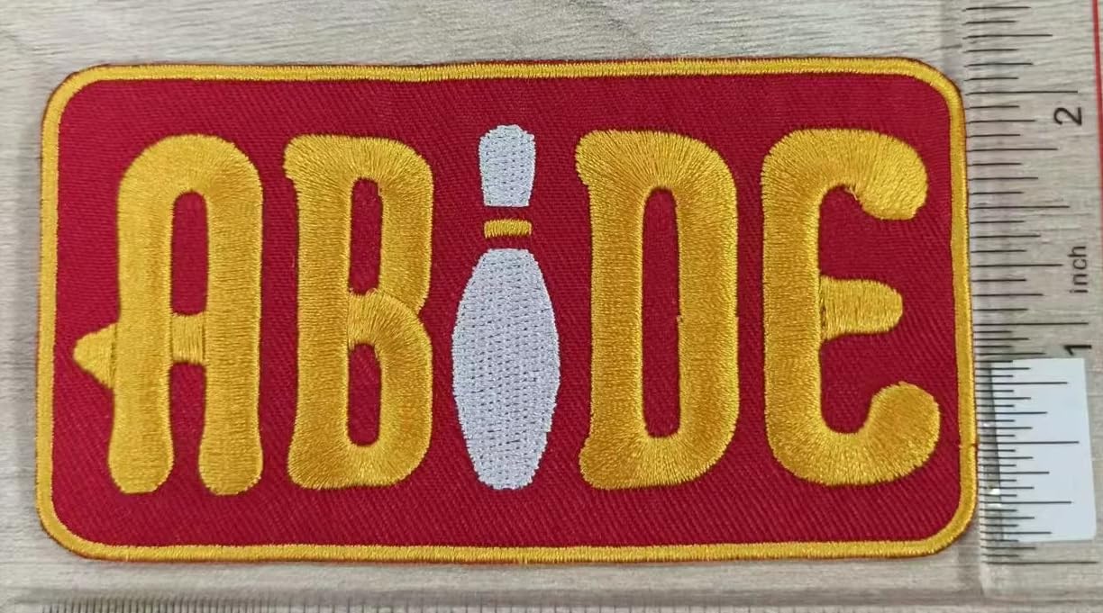 ABIDE Embroidered Bowling Pin Maroon and Golden Yellow Iron-On Patch 4" x 2" - Great for Trucker Hats NEW