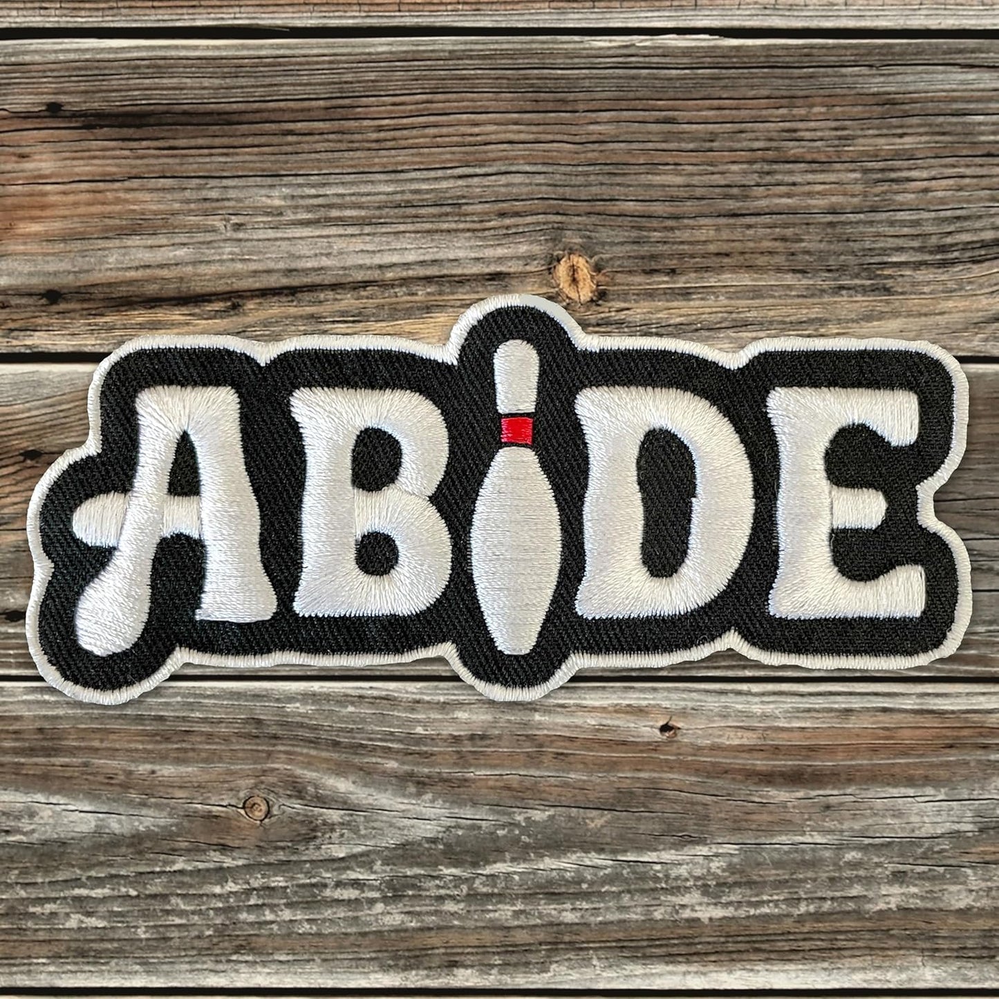 ABIDE Embroidered Bowling Pin Patch - Iron-On Patch 4" x 1.75"