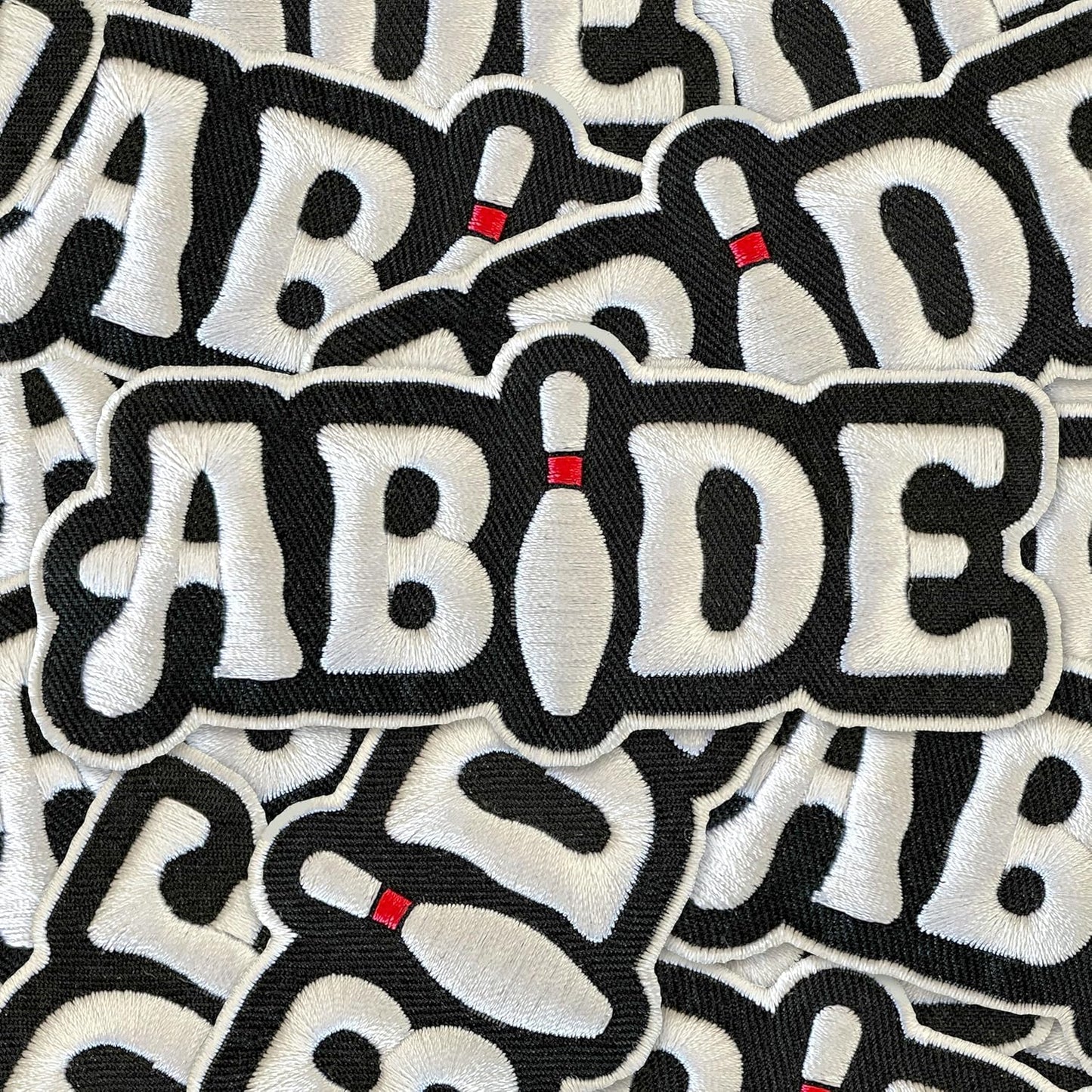 ABIDE Embroidered Bowling Pin Patch - Iron-On Patch 4" x 1.75"