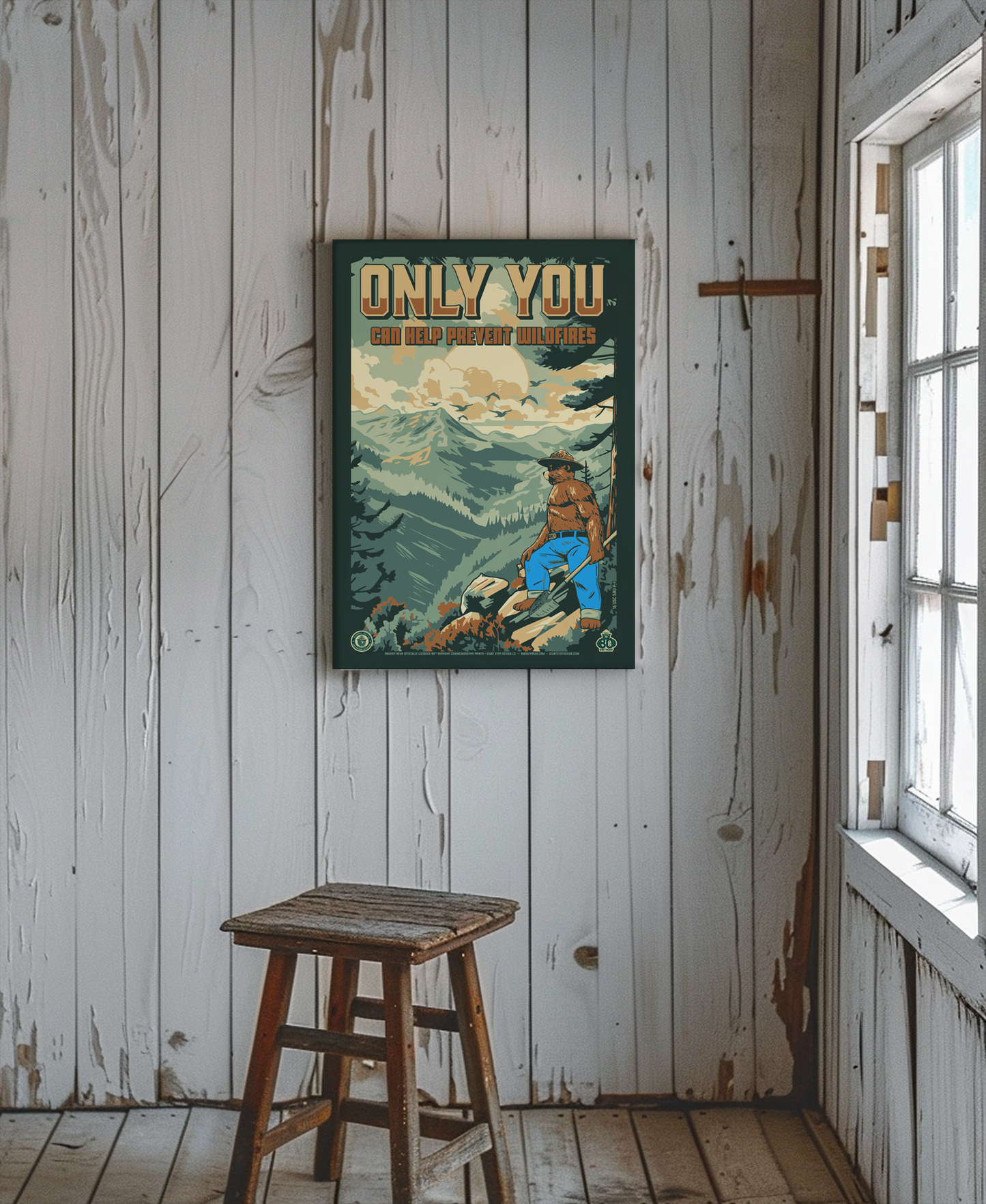 Only You Can Prevent Wildfires Rocky Mountains 80 Years of Wildfire Prevention | Smokey Bear Commemorative Poster | 12" x 18" Vintage WPA Style Art Print