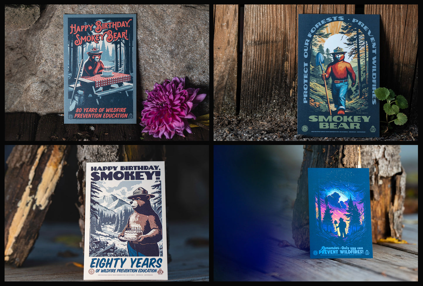 Officially Licensed Smokey Bear 16-Pack Collectible Smokey Postcard Collection - 4" x 6" (Set of 16)