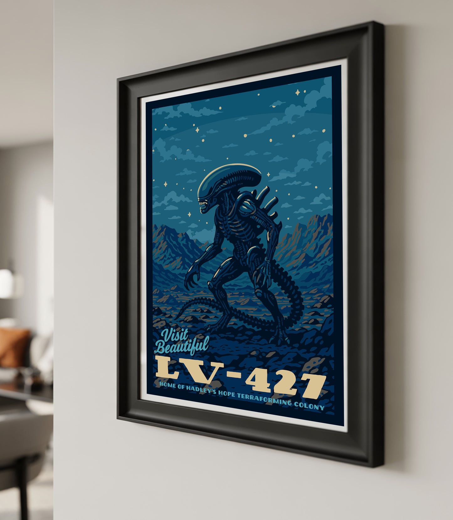 Visit Beautiful LV-426 Home of Hadley's Hope | National Park-Style WPA Travel Art  | Alien Xenomorph Fan Art Satire | 12" x 18" Print
