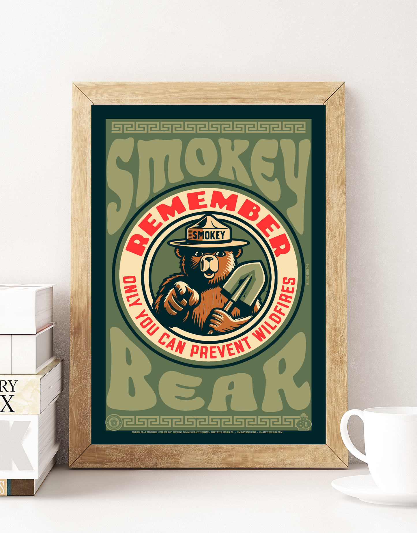 Remember! Only You Can Prevent Wildfires Pointing Smokey Seal Commemorative Poster | 12" x 18" Vintage WPA Style Art Print