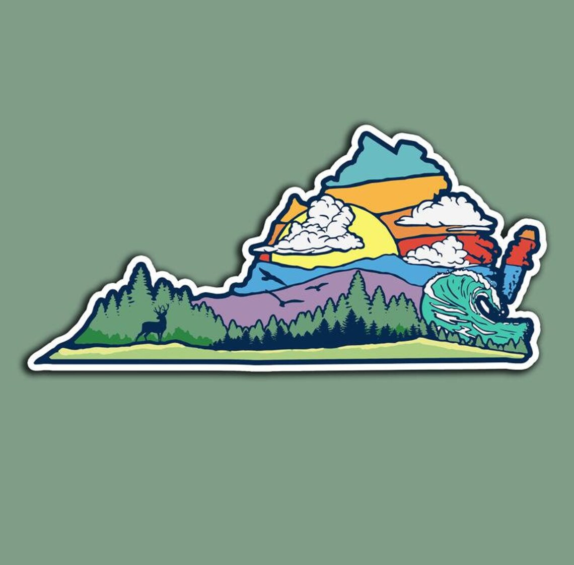 Commonwealth of Virginia State Nature Outdoors Graphic Design Sticker - 4" wide
