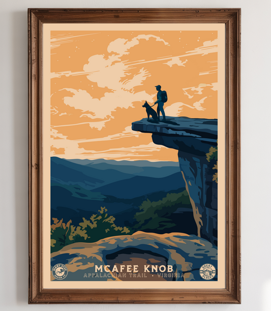 McAfee Knob - Appalachian Trail | Vintage WPA Style Retro Virginia Travel Poster 12"x18"