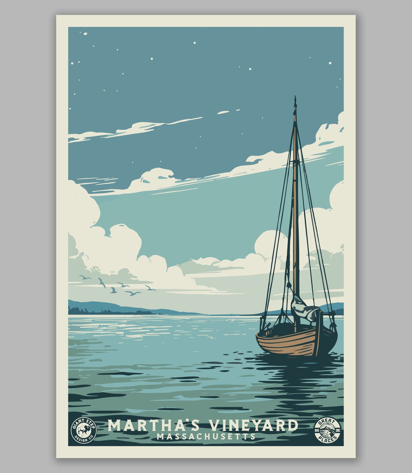 Martha's Vineyard, Massachusetts  -  New England | WPA Travel Art Poster Print | 12" x 18" Print