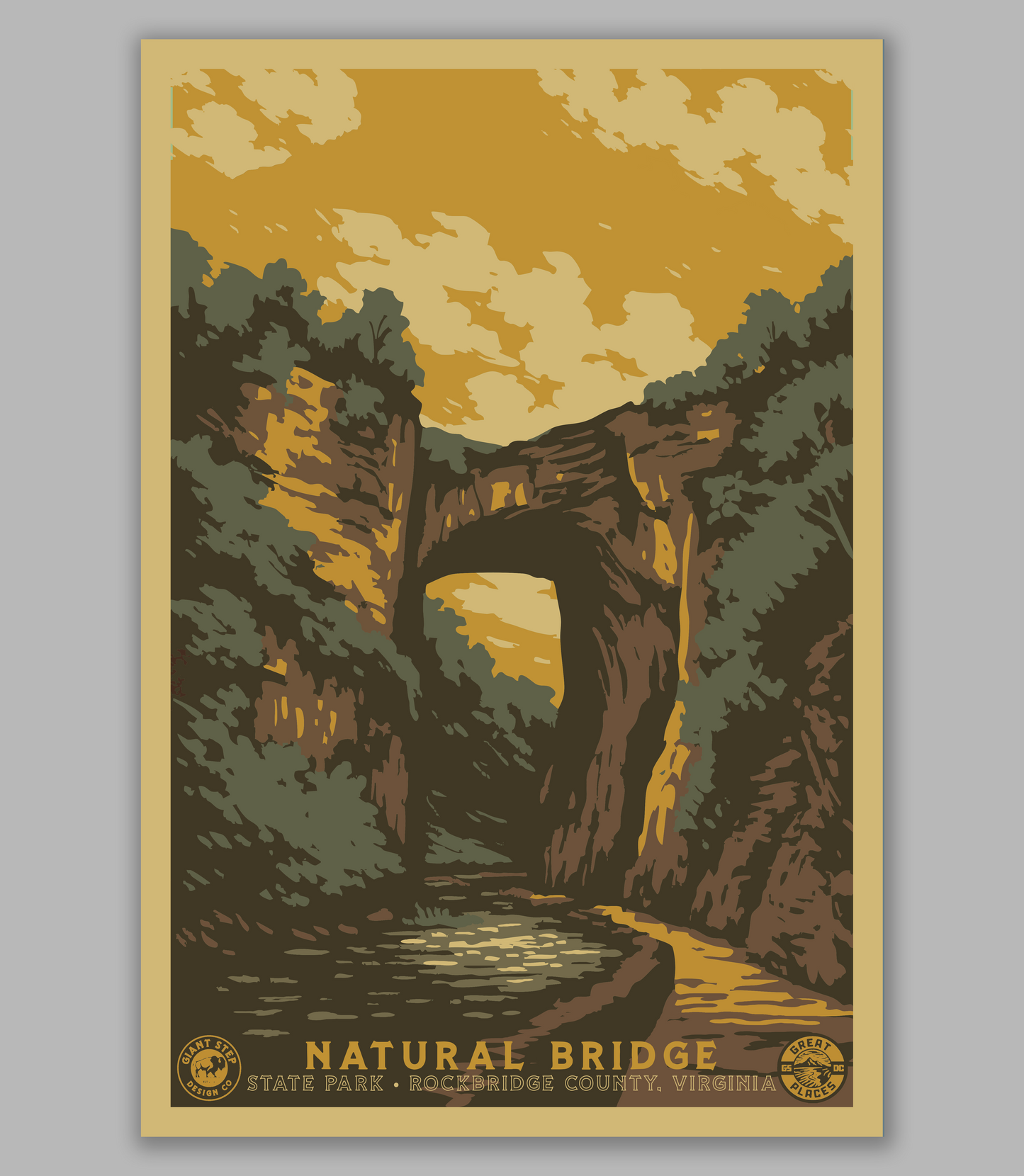 Natural Bridge State Park - National Park Style Art Print | Vintage WPA Style Retro Virginia Travel Poster 12"x18"