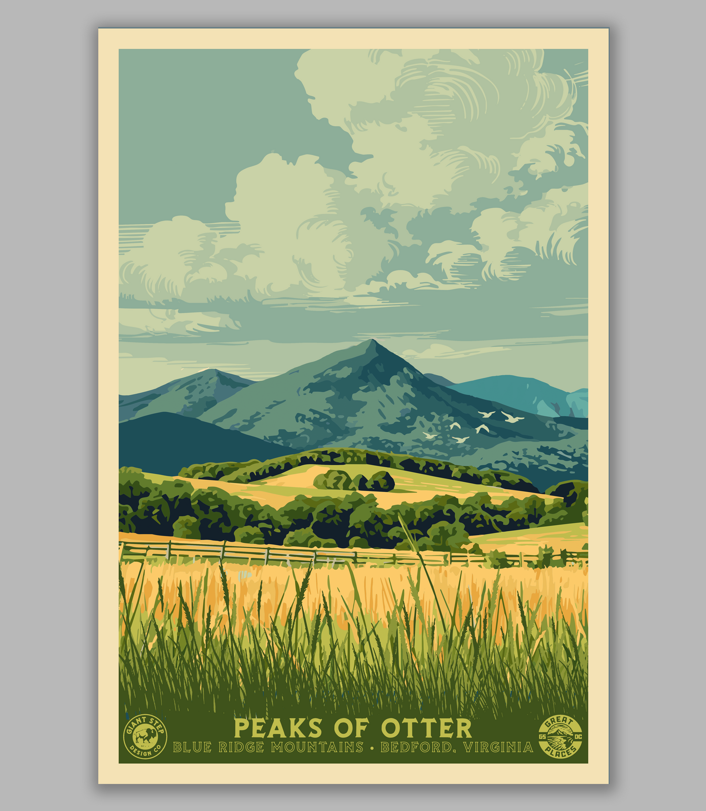 Peaks Of Otter Blue Ridge Parkway - National Park Style Art Print | Vintage WPA Style Bedford Virginia Travel Poster 12"x18"