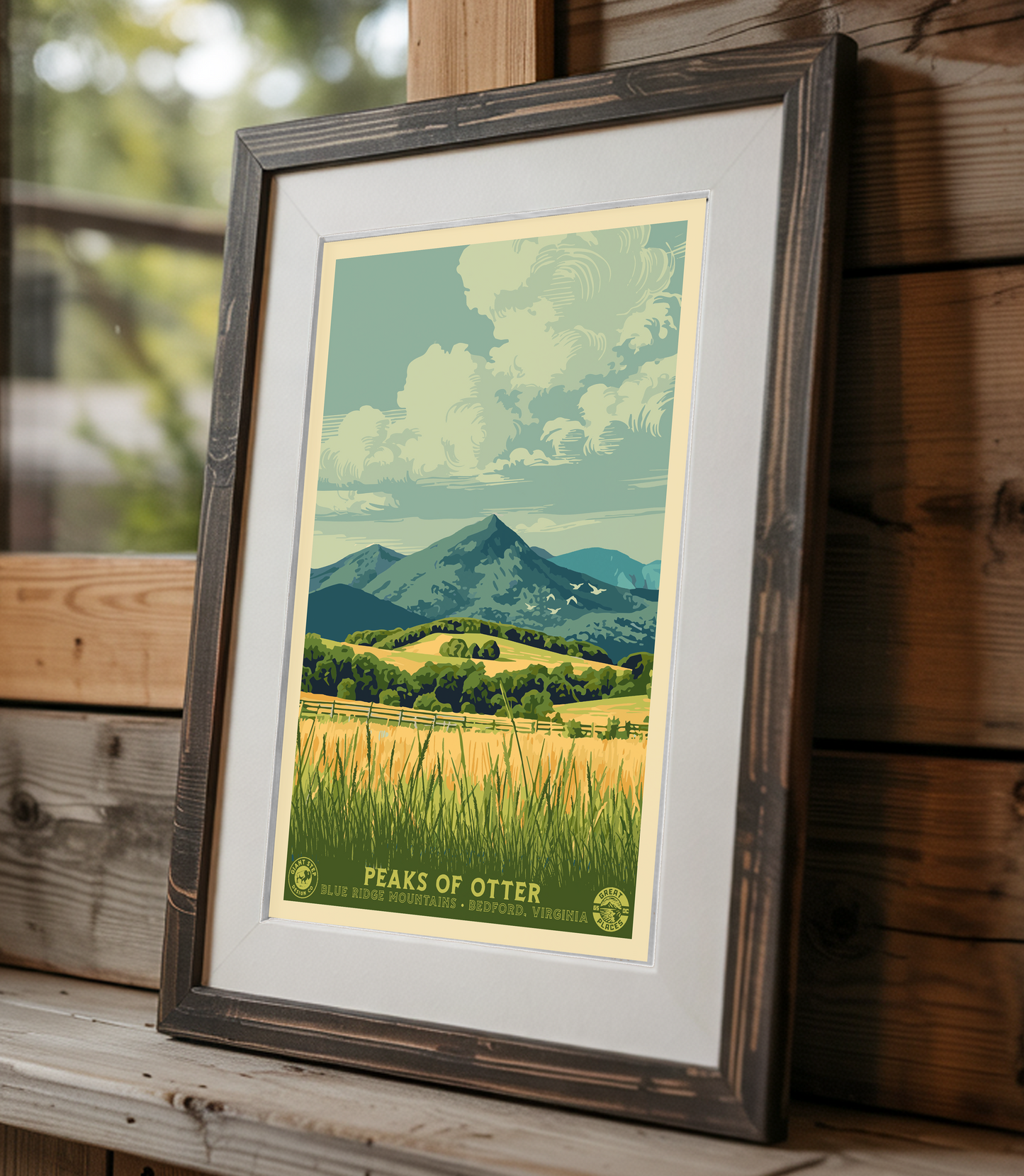 Peaks Of Otter Blue Ridge Parkway - National Park Style Art Print | Vintage WPA Style Bedford Virginia Travel Poster 12"x18"