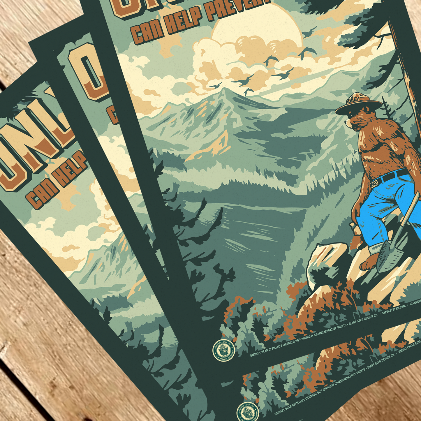 Only You Can Prevent Wildfires Rocky Mountains 80 Years of Wildfire Prevention | Smokey Bear Commemorative Poster | 12" x 18" Vintage WPA Style Art Print
